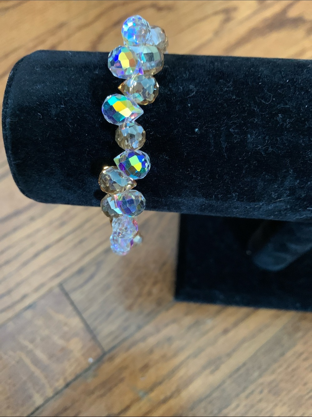 Aurora Crystal Bead Stretch Bracelet - Iridescent